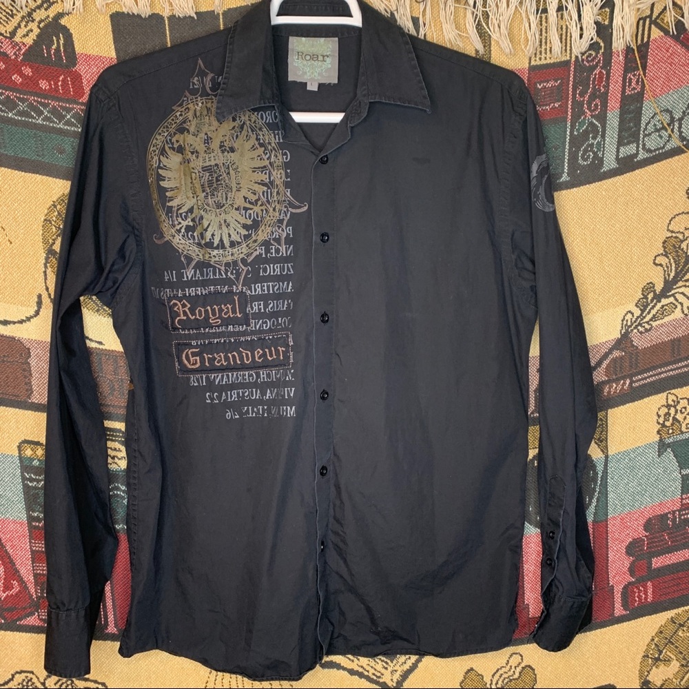Roar Western Embroidered Shirt Size Large - Picture 1 of 5